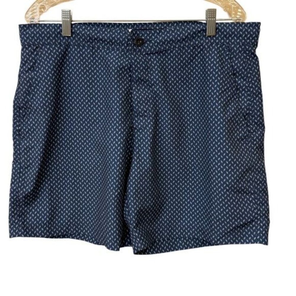 Ben Sherman Men’s Swim Trunks Unlined Size 36 Blue White Geometric Pattern